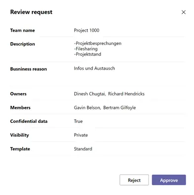 Microsoft Teams: request a team